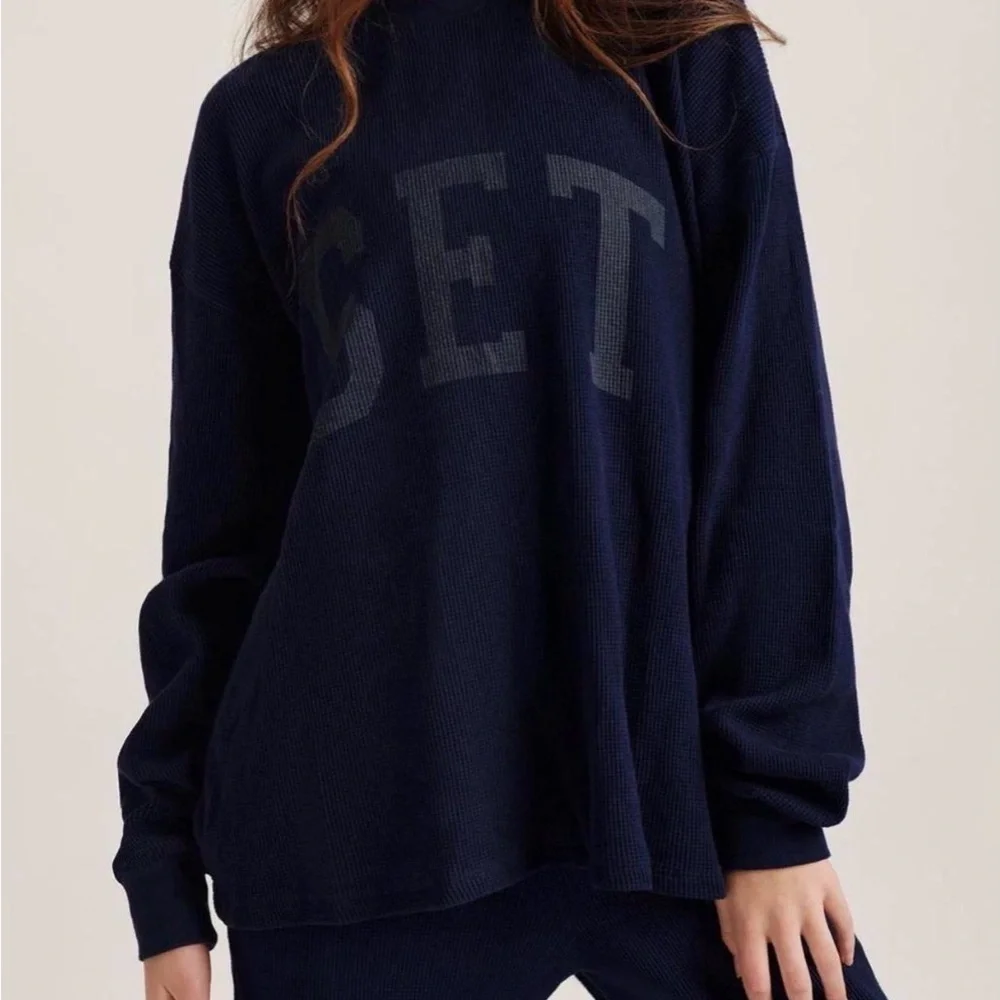 Set Active Navy Waffle in Tether Size Small - Picture 1 of 4